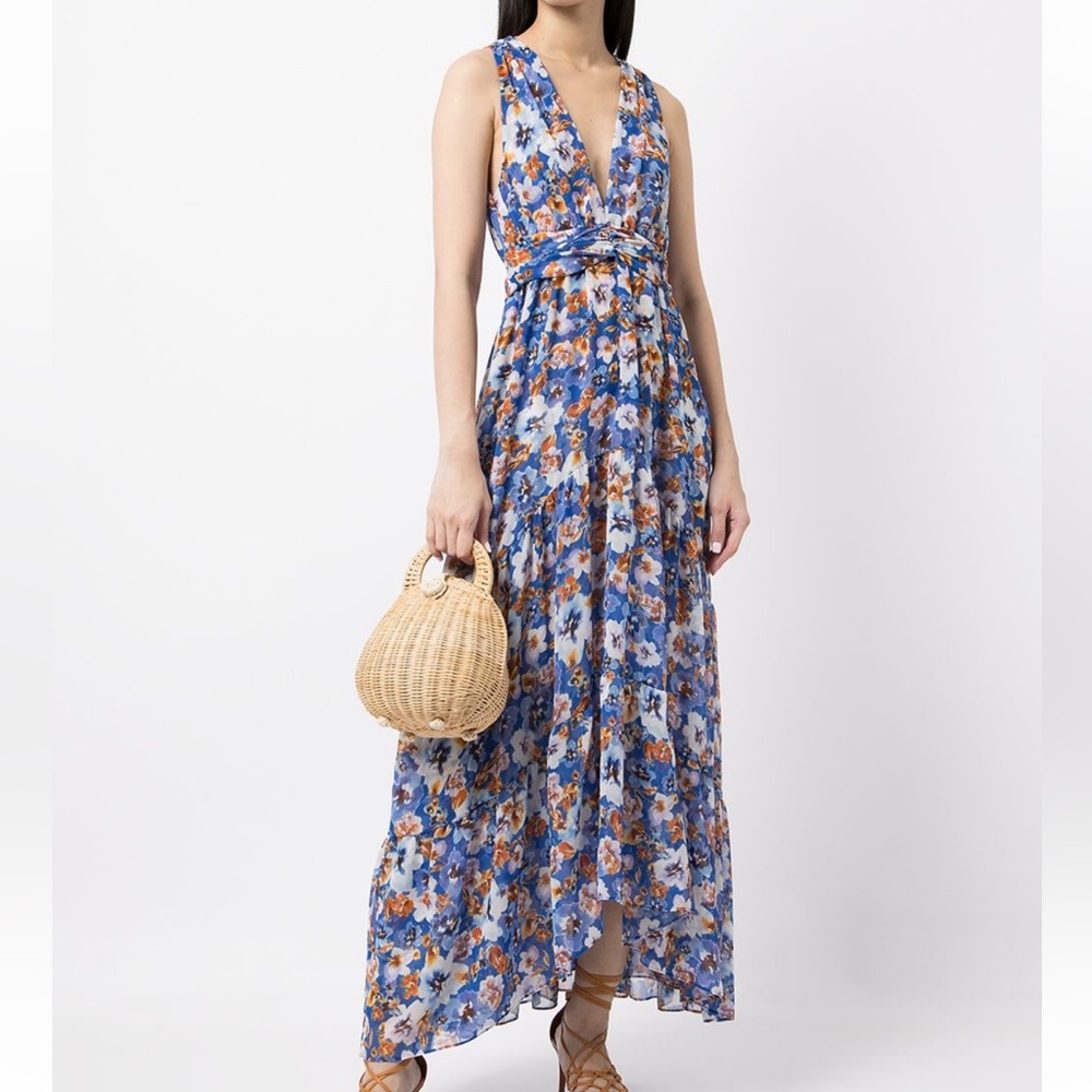 Miss Los Angeles blue floral maxi dress
